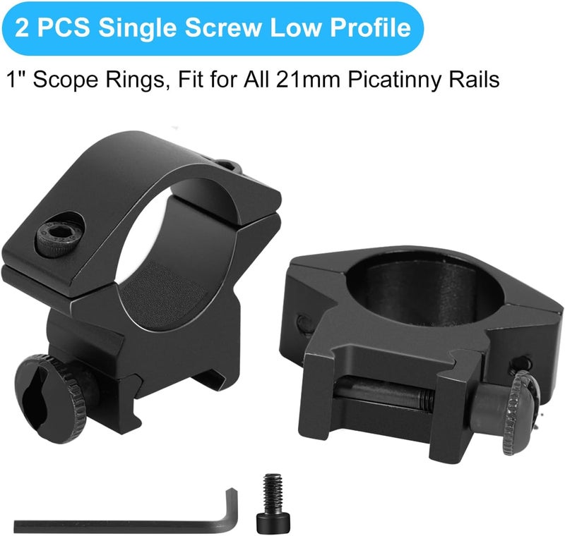 LONSEL 1'' Scope Rings, 2Pcs High Profile or 2Pcs Medium Profile 1 Inch Scope Mount Rings for Picatinny Rail - Image 2